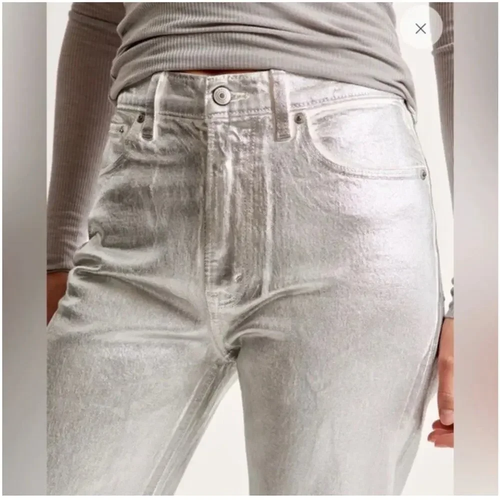NWT Abercrombie fitch Silver Jeans Sz 28/6 Curve Love90s Straight High Rise NEW - Picture 3 of 9
